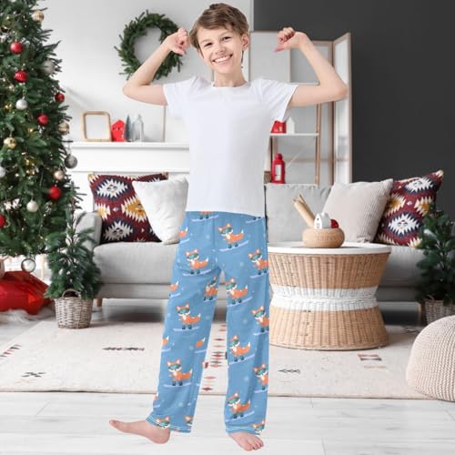 Boy's Pants Fox Winter Sport Ski Goggles Jogger Pants Elastic Waist Long Bottoms Trousers with Pockets 6-14 Years2