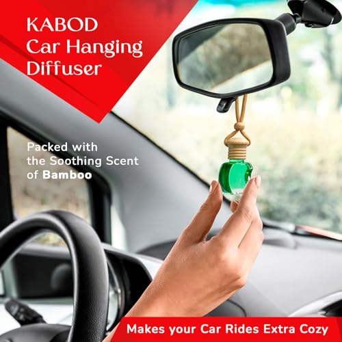 Image of Kabod Bamboo Car Air Freshener | Hanging Essential Oil Diffuser | Natural Odor Eliminator | Long-Lasting Fragrance | 10 ml