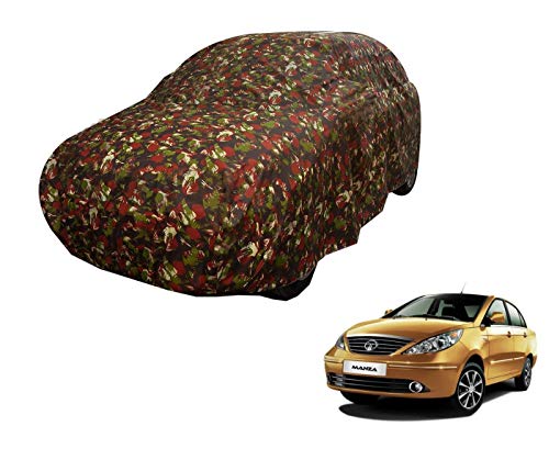 Image of Auto Hub Car Cover Compatible with Tata Manza with Weather Proof, Triple Stitched, Manza Car Cover Jungle Look