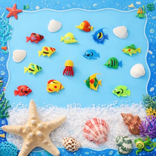Image of Weewooday 20 Pcs Artificial Moving Fishes,Tropical Fish and Octopus
