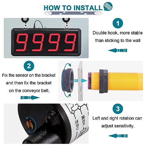 Image of Digital LED Counter 4in Digits Display Counter People Visitor Counter Count Up to 9999 with Infrared Sensor 110-240V (Infrared Sensor, Accumulate Count)