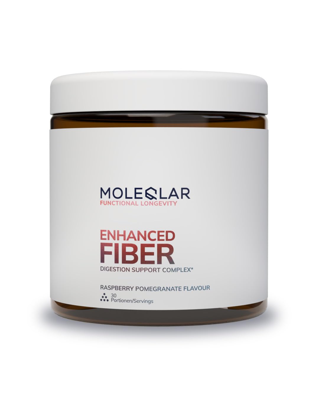 MoleQlar Enhanced Fiber Ballaststoffe - Ballaststoff-Komplex mit 5 Faserquellen, 8,8 g Ballaststoffe pro Portion, mit Calcium - 30 Portionen (Himbeer-Granatapfel)