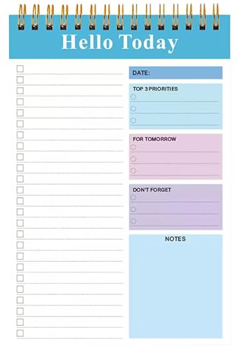 CJBLU Daily To-Do List Notepad, Top 3 Priorities Planner, Tomorrow Tasks Organizer with Notes Section, Blue