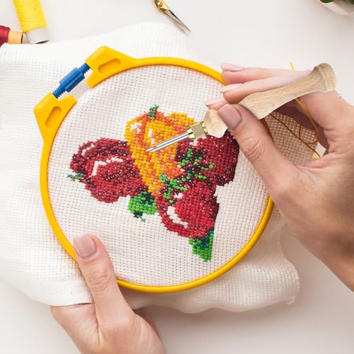 Kit de agulha de perfuração, 1 peça de ferramenta de agulha de perfuração de cabo de madeira 3 peças