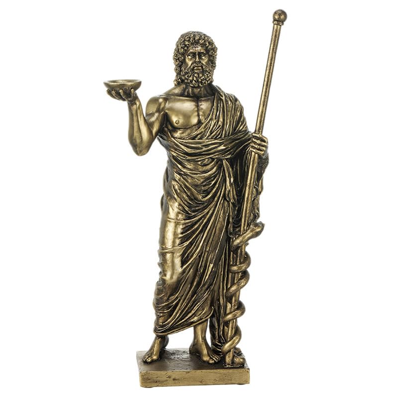 Escultura Asclepio Dios Griego Medicina Resina Bronce
