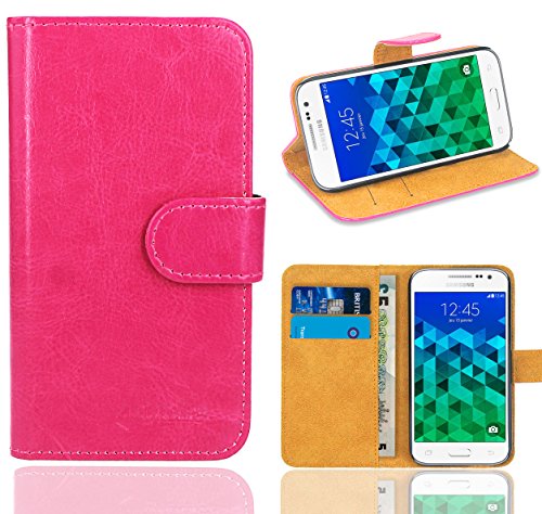 FoneExpert® Samsung Galaxy Core Prime - Etui Housse Coque en Cuir Portefeuille Wallet Case Cover pour Samsung Galaxy Core Prime SM-G360 G360F (Wallet Rose)