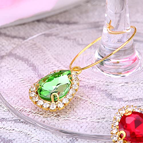 Gnollko 16Pcs Gem Wine Glass Charms,Wine Charms For Stem Glasses,Wine Glass Markers Tags,Wine Tasting Party Gifts Favors Decorations Supplies #TOP3