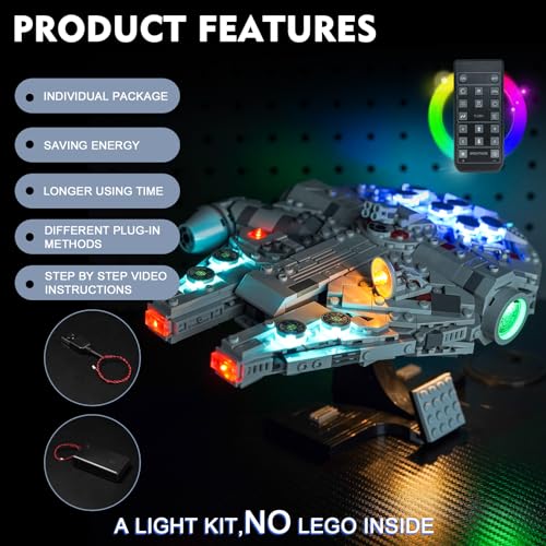 LED Light Kit for Lego 75375 Millennium Falcon 25th Anniversary – Remote Control Lighting