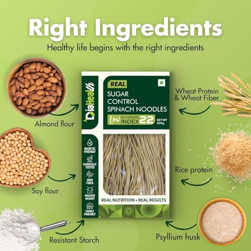 Image of Diahealth Noodles,Spinach, 200 g (Pack of 2)