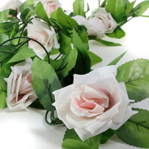 MKPLY Light Pink 2.5m Artificial Silk Rose Fake Flower Ivy Leaf Garland Plants Home Wedding Decor