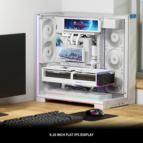 Image of Thermalright Trofeo Vision 9.16 ARGB LCD White Magnetic LCD Screen 9.16in 1920x480 Resolution,Metal Frame Design IPS Display Screen Water Cooled Radiator Screen,for Chassis /Metal Desktop