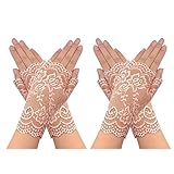 obmwang 2 Pairs Women's Lace Gloves Fingerless Floral Gloves for Bridal Prom Wedding Party Costume Accessories
