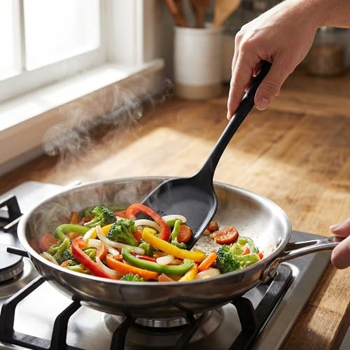 Silicone Spatula Set, 2 Piece Heat Resistant Non-Stick Cooking Turners - Food Grade Silicone, Stainless Steel Core One-Piece Design, Ergonomic Handle Dishwasher Safe for Eggs, Pancakes & Nonstick Cook - Image 5
