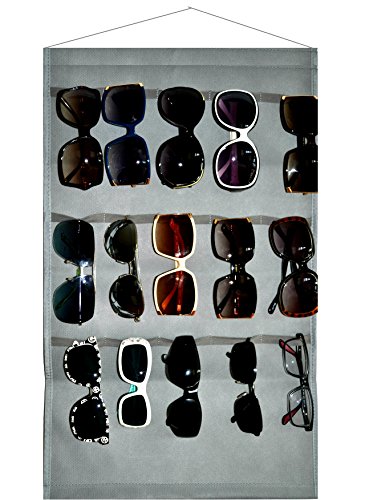 Ikiriska Sunglasses grey organizer, storage, holder, display, stand for 15 glasses for wall or door