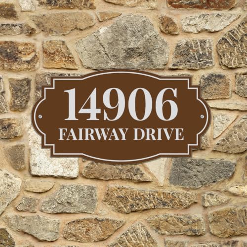 Image of House Address Sign, Custom House Number Sign, Mailbox Numbers for Outside | 13 Inch Metal Address Plaques, Single or Double Sided, Super Reflective, Display Your Address and Street Name