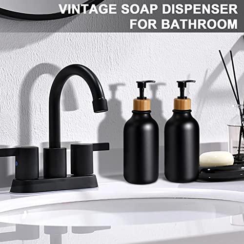 Mierting Black Bathroom Accessories Set 5 Pcs, Matte Black Bathroom Accessories, Soap Dispenser And Toothbrush Holder Set, Qtip & Cotton Ball Holder, Boho Bathroom Decor, Black Bathroom Set #TOP2