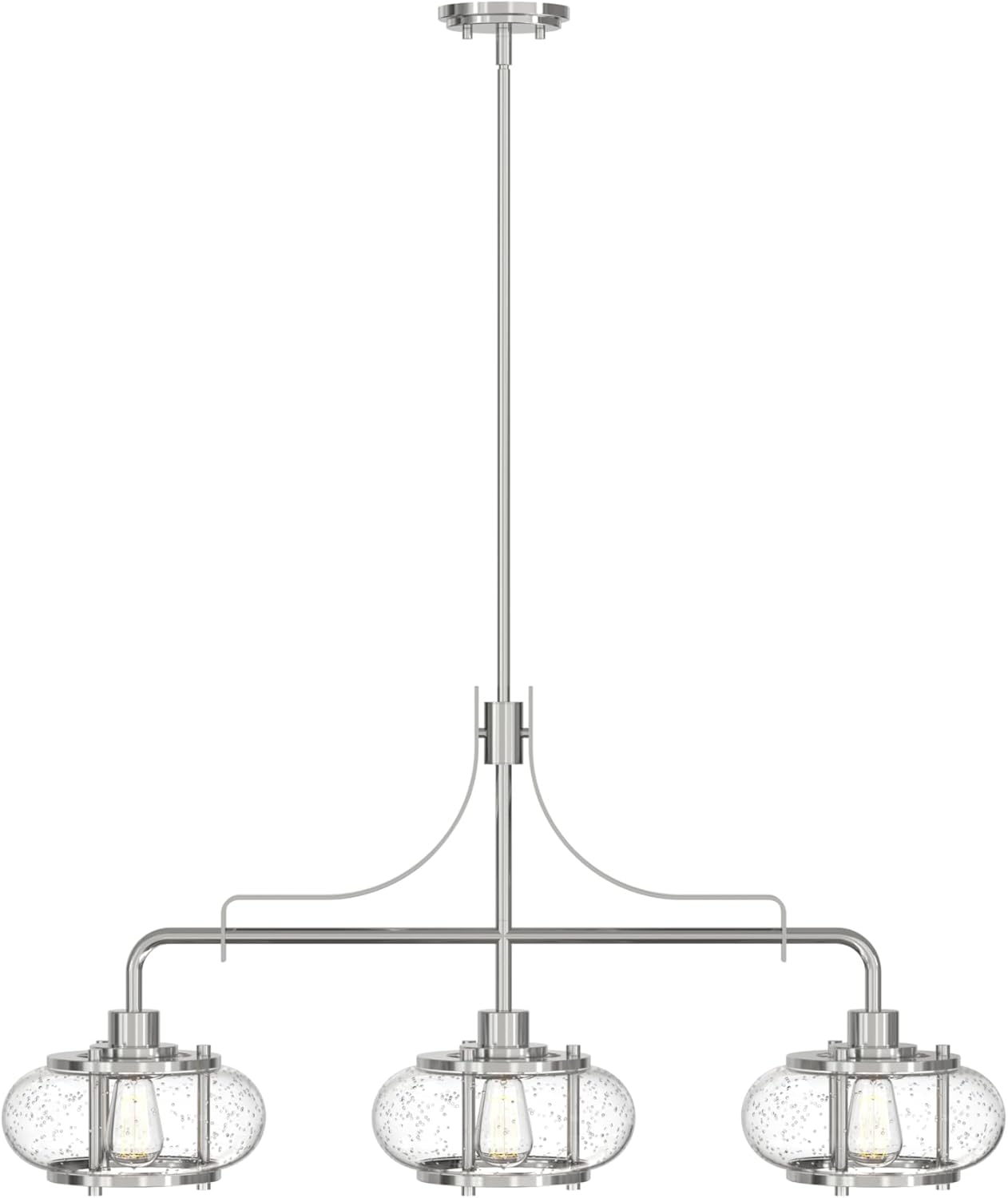 Tawson Elisha 3-Light Chandelier Ceiling Light with Seedy Glass Shade in Brushed Nickle Finish for Hallway, Entryway, Passway, Dining Room, Bedroom, Garage, Kitchen Island, Balcony, Living Room