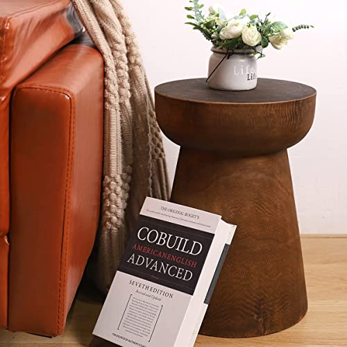 Uziass Wood Tree Stump Stool, 15" Wood Tree Stump Side Table Wooden Stump End Table Round Tree Stump Table Outdoor Stump Table Natural Decorative Garden Stools For Living Room Bedroom Patio Home Decor #TOP1