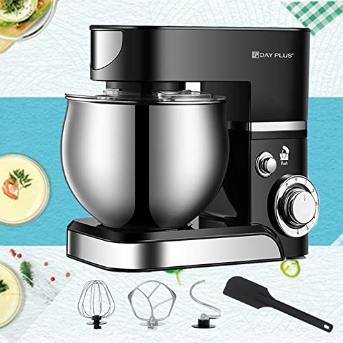 Procesador de alimentos de 1000W, amasadora automática de 5L, mezcladora desmontable, 6 velocidades, 3 accesorios de metal para masa pesada, masa de levadura, masa de pan