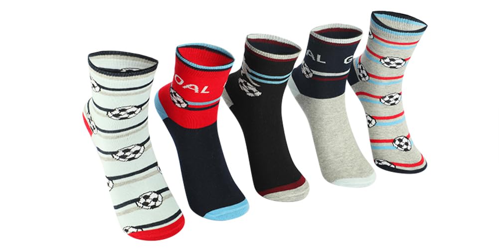 YES MUMMAMid-Calf Cotton Socks For Boys, Made With Durable, cushioned socks, Winter Wear, Cute Designs For Kids (Pack of 5 Pairs-Multicolour)