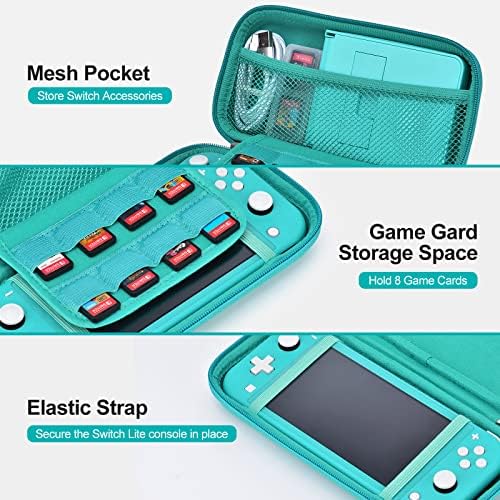Obudowa NS Switch Lite  zestaw akcesoriów innoAura 17 w 1 NS Switch Lite z futerałem do przenoszenia Switch Lite, futerałem gier Switch, osłoną ekranu Switch Lite, podstawką przełącznika (turkusowy)