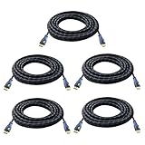 Aurum Ultra Series - High Speed HDMI Cable with Ethernet 5 Pack (15 Ft) - Supports 3D & Audio Return Channel [Latest Version] - 15 Feet - 5 Pack