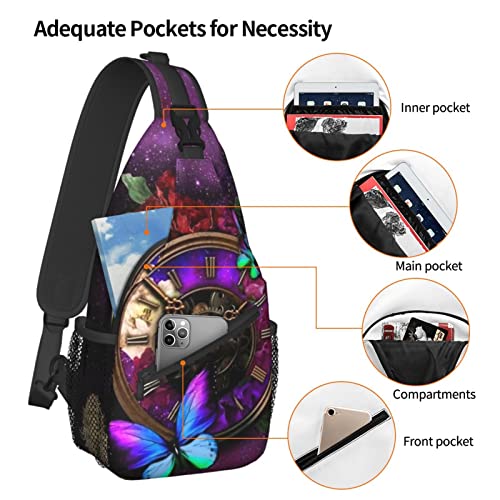 ASYG Steampunk Sling Bag Crossbody Chest Daypack Casual Backpack Vintage Clock Shoulder Bag For Travel Hiking4