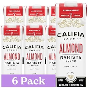 Califia Farms – Original Almond Barista Blend Almond Milk 32 Oz (Pack Of 6), Shelf Stable, Dairy Free, Plant Based, Vegan, Gluten Free, Non GMO, High Calcium, Milk Frother, Creamer