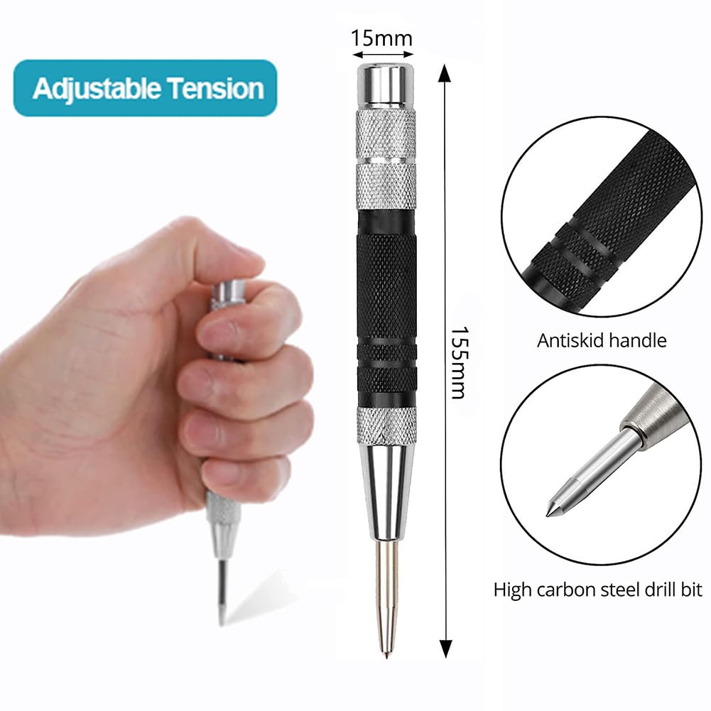 Gasea 155mm Automatic Center Punch, Heavy Duty Spring Loaded Hole Punch Tool with Adjustable Tension - Image 3