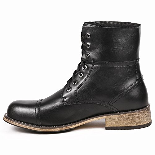 Metrocharm MC001 Men's Lace Up Cap Toe Formal Dress Casual Fashion Boots (11, Black)