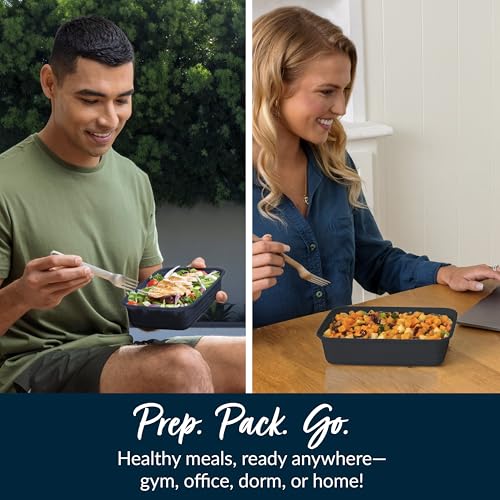 Image of Bentgo Prep - 20-Piece 1-Compartment Reusable Meal Prep Containers with Lids, PFAS & BPA Free Materials, Durable, Microwave, Freezer, & Dishwasher Safe To Go Food Storage (Navy Blue)