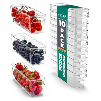 Sorbus 10-Pack Small Clear Plastic Organizing Bins – Clear Bins for Organizing, Refrigerator Organizers, Fridge Organizer, Pantry Storage, Kitchen Organizer, and Pantry Organizers and Storage Bins