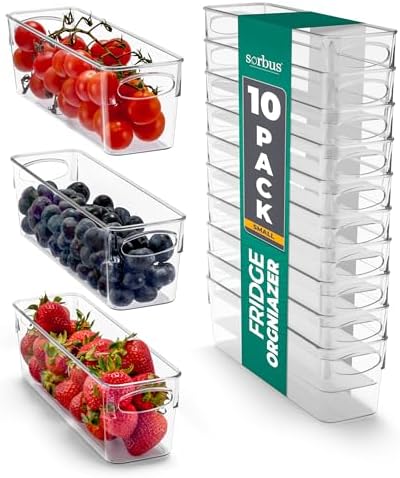 Sorbus 10-Pack Small Clear Plastic Organizing Bins – Clear Bins f...