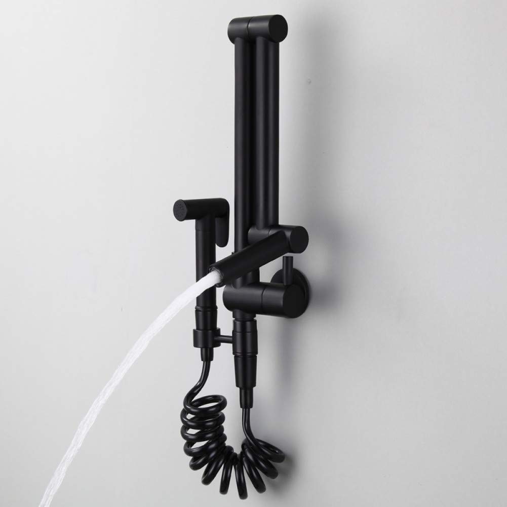 Mitigeur d'évier pliable en laiton noir robinet cuisine eau froide mural