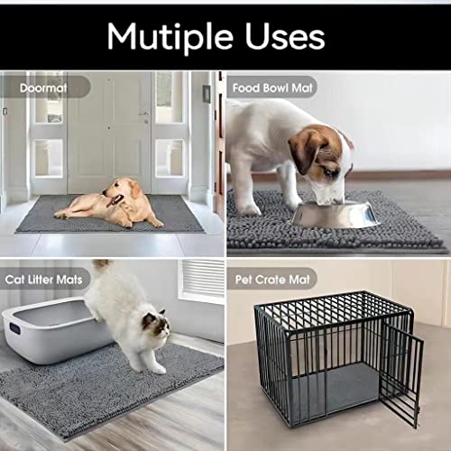 YOOTUKL Saugfähige Chenille Fußmatte für den, rutschfeste Badematte, schlammiger Hund, waschbare Matte, schnell trocknende 50x80cm Grau