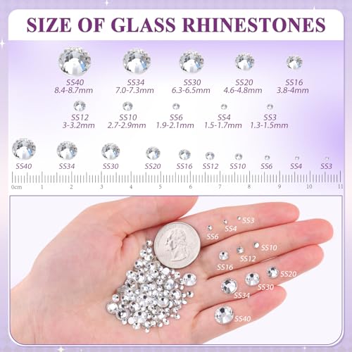 Image of 3000PCS SS16 /4mm Crystal Glass Rhinestones for Bedazzling (Clear) | Flatback Rhinestones for Crafting DIY Nail Art Makeup Decoration, Gems Diomand Charms for Tumbler Shoes Clothing Mug