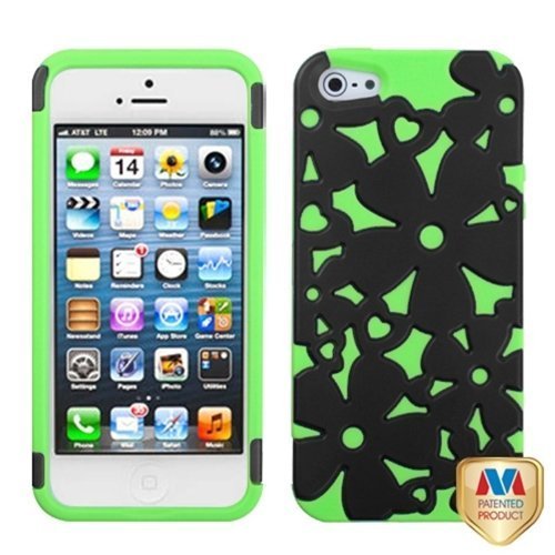 MyBat IPHONE5HPCSKFS002NP Rubberized Flower Power Protective Case for iPhone 5 / iPhone 5S - 1 Pack - Retail Packaging...