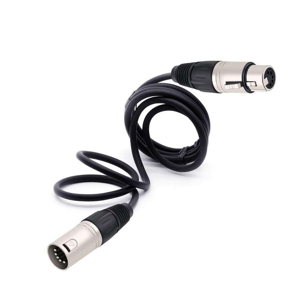 Kabel XLR 5-pinowy męski na 5-pinowy żeński M/F OFC kabel audio folia pleciona ekranowana do mikrofonu miksera wzmacniacza XLR przedłużacz 1 szt. (srebrny, 2 m)