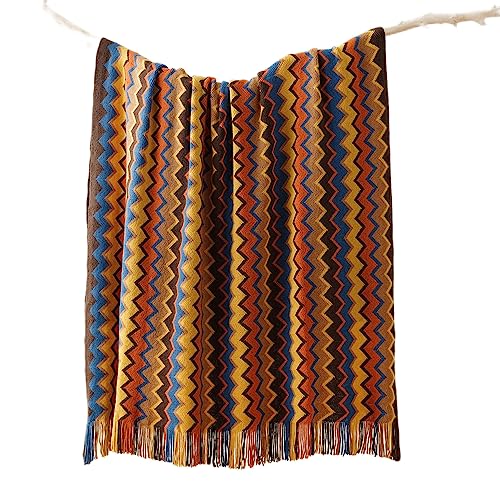 BATTILO HOME Boho Throw Blanket Knit Tassel Decorative Throw Blanket