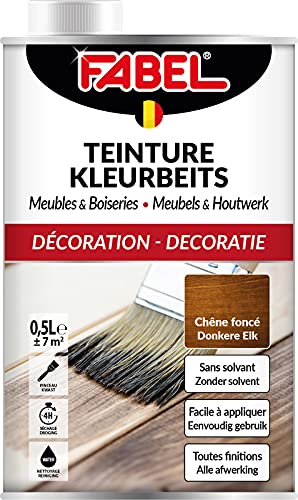 Fabel – Tinte líquido para madera, muebles y carpintería, sin disolventes, fácil de aplicar, todos los acabados, roble oscuro, 500 ml