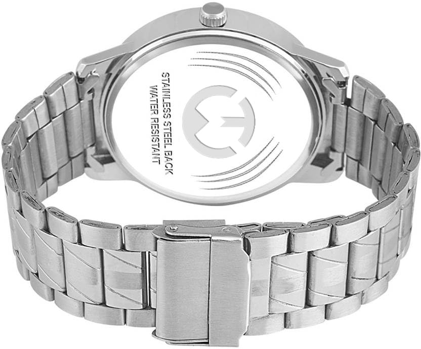 Image of Men's Analog wristwatch, Silver Stainless Steel Strap Blue Day & Date Dial, Water Resistant, Formal & Casual Wear, Gift Watch for Men