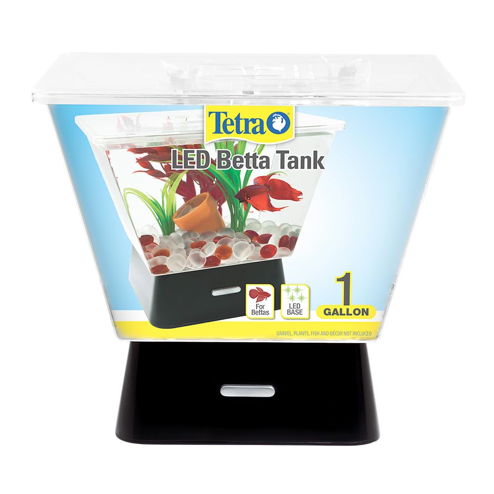Tetra LED Betta Tank Kit 1 Gallon, Trapezoid aquarium With Base Lighting (24050)
