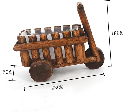 Miniatura 6 de OFFSCH Decoración de boda Planta de cactus Planta al aire libre Carro de madera Macetero decorativo de mesa Maceta de mesa de granja Carrito de