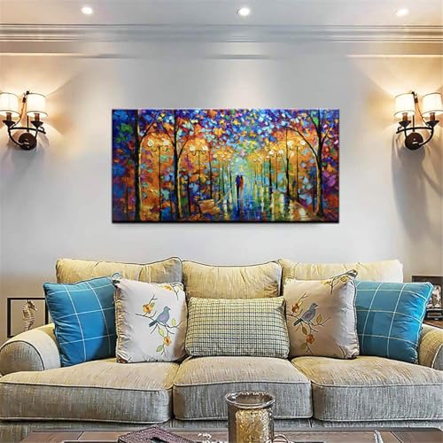 Tyed Art- Contemporary Art Landscape Oil Painting On Canvas Abstract Textured Tree Painting hand-painted acrylic frame wall art modern canvas painting 24x48inch by Tyed Art - Image 6