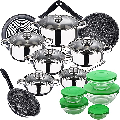 San Ignacio - Bateria De Cocina 12 Piezas Cassel En Acero Inoxidable Con Juego De Sartenes (18/20/24 Cm) Magefesa K2 Gransasso En Acero Esmaltado Y 5 En Oferta Bateria De Cocina 12 Piezas San Ignacio Cassel, Acero Inoxidable, Con Juego Sartenes (18/20/24 Cm) En Acero Esmaltado Y 5 Boles Con Tapas