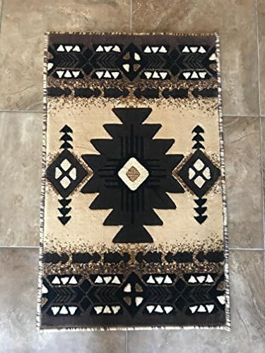 Southwest Native American Door Mat Area Rug Beige Berber Concord Design C318 (2 Feet X 3 Feet 4 Inch)