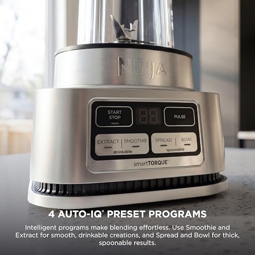 Image of Ninja Foodi Personal Blender | Smoothie Bowl Maker with Storage Lid, Nutrient Extractor and Mixer | 1200-Peak-Watt smartTORQUE Motor | Hybrid Edge Blades, (2) 24-oz. Cups | Silver | SS101