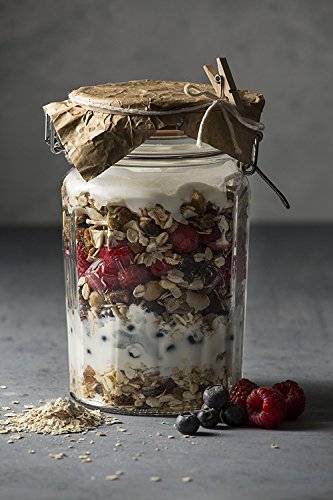 Kilner Frasco de vidro facetado com clipe superior, vedação hermética para decapagem, preservação e