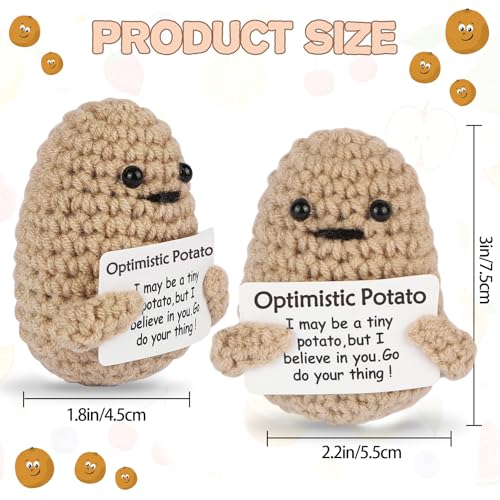 Image of Hoedia Handmade Emotional Pickle Gift, Cucumber Crochet Doll Inspirational Gifts with Cards, Cute Knitted Funny Support Pickle Potato Friend Birthday (Potato)
