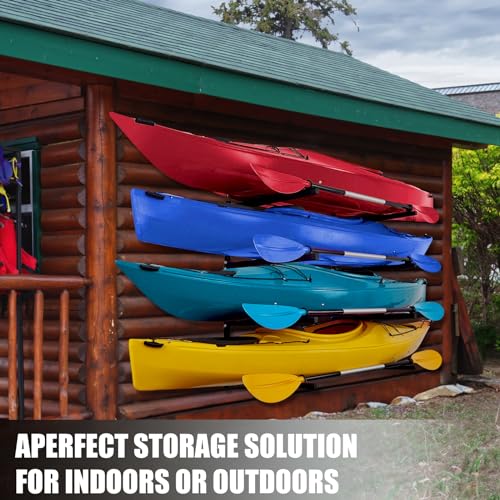 Morohope Kayak Storage Rack for 4 Kayaks, Heavy Duty Kayak Wall Racks for Garage and Outdoor Storage, Wall Mounted Storage Rack for Kayak, Canoe, Surfboard & Paddleboard by Morohope - Image 7